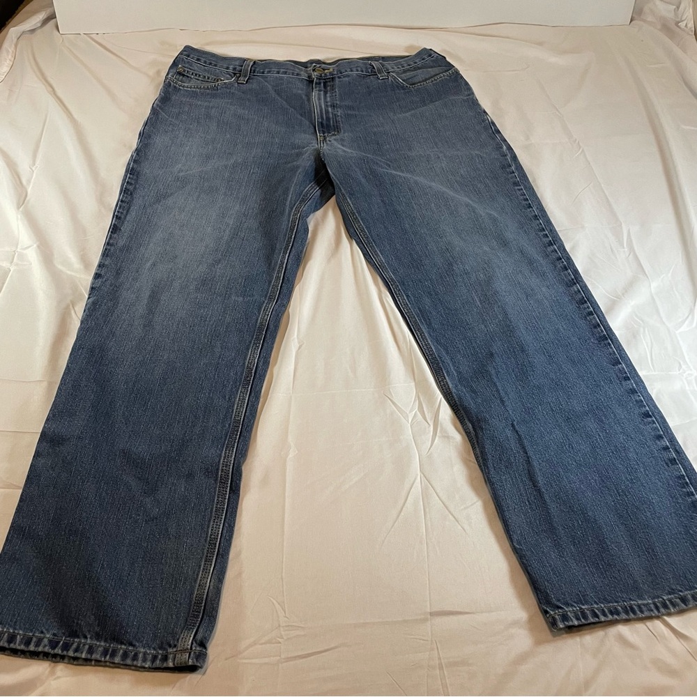 Carhartt Relaxed Fit Blue Denim Jeans Mens 42x34 Medium Wash 101483-958 Workwear